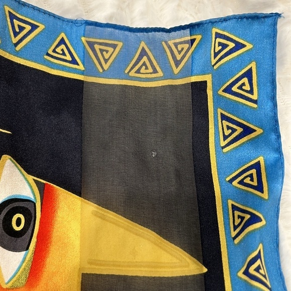 Laurel Burch Silk SCARF Oblong Tribal Cat Faces Wrap Retired multicolor - Picture 6 of 8